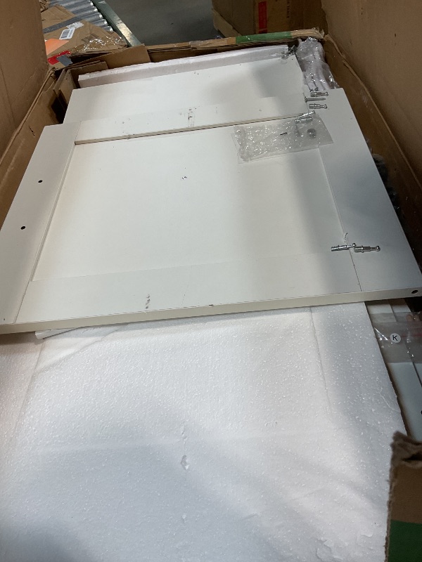 Photo 1 of **MINOR TRANSPORT SCRAPES**VECELO Rolling Kitchen Island Cart with Large Storage, Microwave Stand, Open Shelves, Wine Rack, Power Outlet, Bar Cabinet for Dining Room, Living Room, White