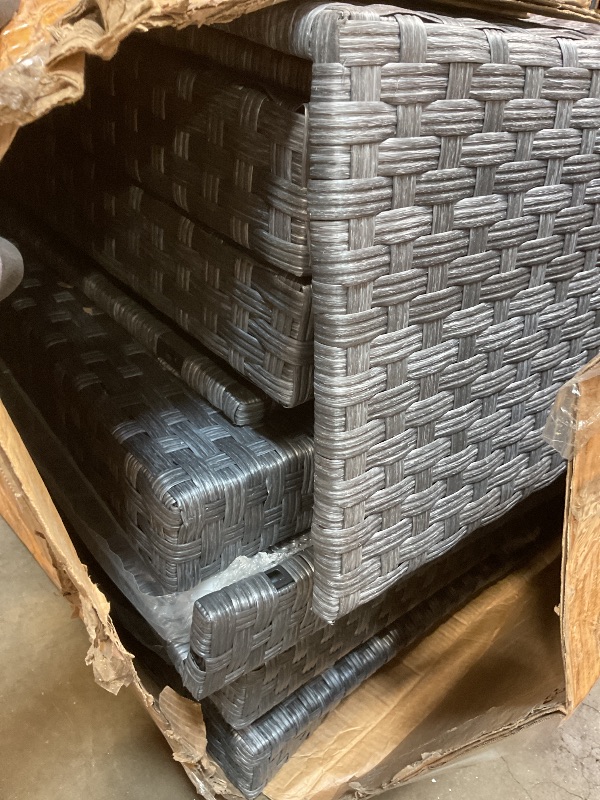 Photo 1 of **MISSING PARTS** Shintenchi 5 Pieces Outdoor Patio Furniture Sets, Patio Sectional Sofa Couch, Gray PE Wicker Furniture Modular Patio Conversation Sets Patio Sofa with Washable Cushions & Table?Khaki?