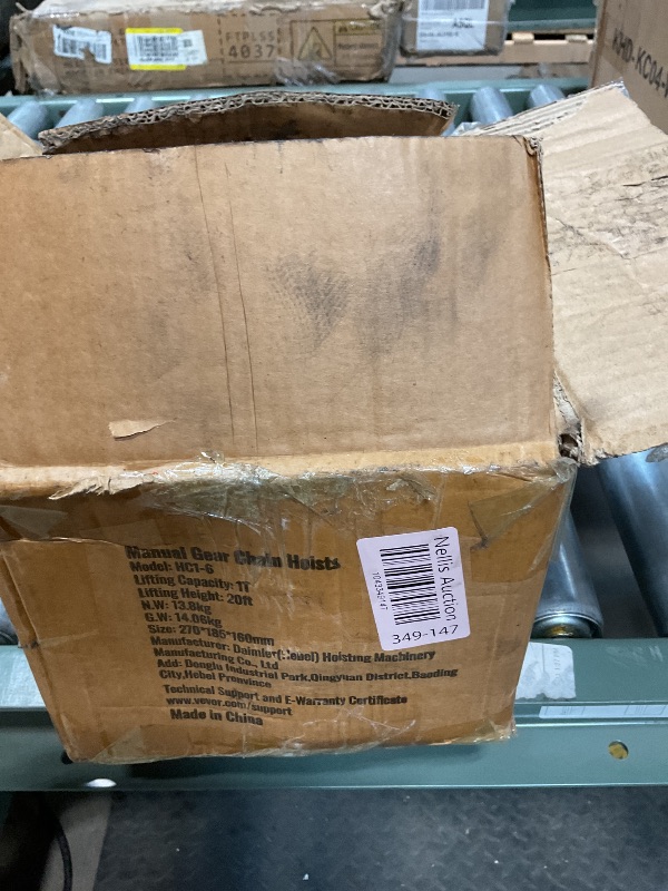 Photo 1 of **DIRT**VEVOR Hand Chain Hoist, 1 Ton 2200 lbs Capacity 20 FT Come Along, G80 Galvanized Carbon Steel with Double-Pawl Brake, Auto Chain Leading & 360° Rotation Hook, for Garage Factory Dock