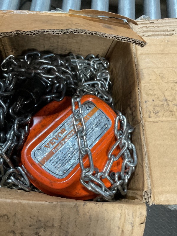 Photo 1 of **DIRT**VEVOR Hand Chain Hoist, 1 Ton 2200 lbs Capacity 20 FT Come Along, G80 Galvanized Carbon Steel with Double-Pawl Brake, Auto Chain Leading & 360° Rotation Hook, for Garage Factory Dock