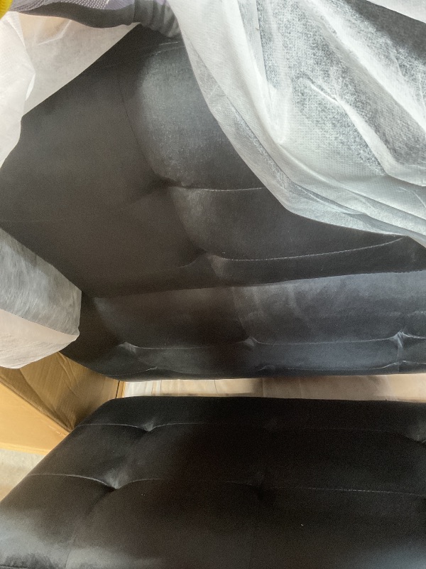 Photo 1 of **TWO CUSHIONS ONLY. SELLING FOR PARTS AS PARTIAL SET **Shintenchi Futon Sofa Bed, Velvet Foldable Couch Reclining Sleeper w/Removable Armrests, Upholstered Loveseat w/Folding Cup Holders for Home, Office, Black