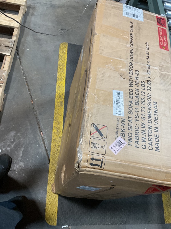 Photo 1 of **TWO CUSHIONS ONLY. SELLING FOR PARTS AS PARTIAL SET **Shintenchi Futon Sofa Bed, Velvet Foldable Couch Reclining Sleeper w/Removable Armrests, Upholstered Loveseat w/Folding Cup Holders for Home, Office, Black