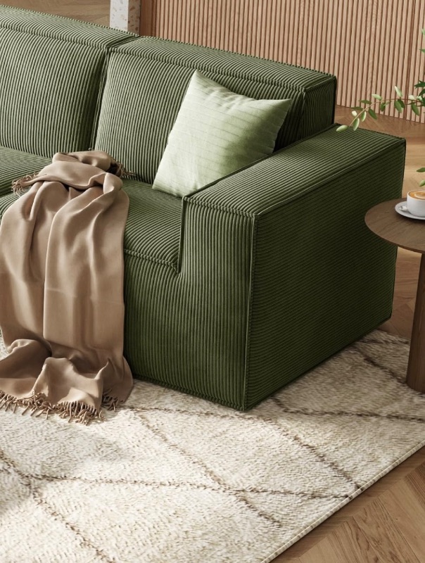 Photo 1 of **SELLING FOR PARTS AS PARTIAL SET. ONE SEAT-CORNER**LINSY HOME Modular Sectional Sofa, 134" Boneless Couch U Shaped 4-Seat Sofa with 2 Movable Ottomans, Corduroy Sectional Cloud Couches for Living Room, No Assembly Required, Green