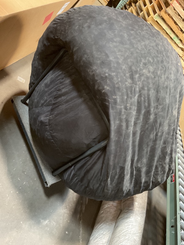 Photo 1 of **NO COVER. HEAVY DIRT **Big Joe Fuf Large Foam Filled Bean Bag Chair with Removable Cover, Black Lenox, Durable Woven Polyester, 4 feet Big