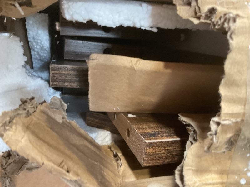 Photo 1 of **MISSING ASSEMBLY HARDWARE** Tribesigns Farmhouse Coffee Table Square LED Engineered Wood Low Coffee Table for Living Room Rustic Brown & Black