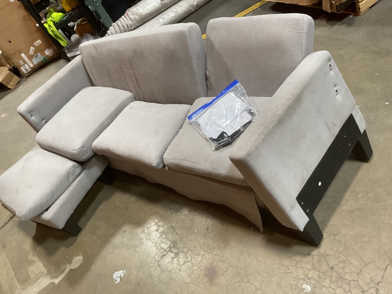 Photo 1 of **DIRTY FROM TRANSPORT **JUMMICO Couch for Small Living Room, 73" Small Sofa with Reversible Ottoman, 3 Seat L-Shaped Sofas, Comfy Couches for Apartment (Linen Fabric, Light Grey)
