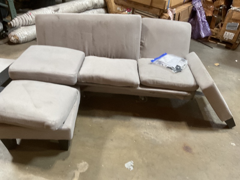 Photo 1 of **DIRTY FROM TRANSPORT **JUMMICO Couch for Small Living Room, 73" Small Sofa with Reversible Ottoman, 3 Seat L-Shaped Sofas, Comfy Couches for Apartment (Linen Fabric, Light Grey)