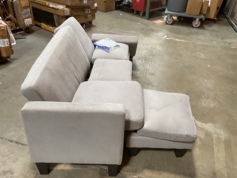 Photo 1 of **DIRTY FROM TRANSPORT **JUMMICO Couch for Small Living Room, 73" Small Sofa with Reversible Ottoman, 3 Seat L-Shaped Sofas, Comfy Couches for Apartment (Linen Fabric, Light Grey)