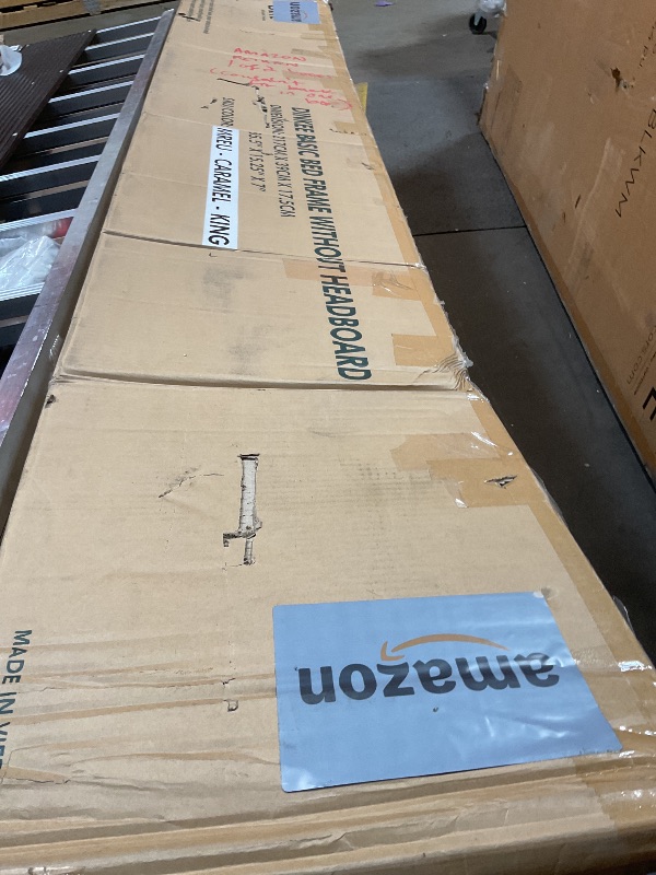 Photo 1 of **SELLING FOR PARTS AS PARTIAL SET. Bme Dinkee King Bed Frame Wood 15 Inch - Solid Wood Platform Bed Frame - Japanese Joinery Bed - Modern & Minimalist Style - Wood Slat Support - Easy Assembly - No Box Spring Needed - Caramel