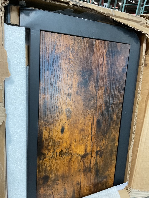 Photo 1 of **CORNER DENTED ON METAL FRAME**Metal Queen Size Bed Frame with Rustic Vintage Wood Headboard, Platform Bed Frame Mattress Foundation with Safe Rounded Corners & Strong Metal Slats Support, No Box Spring Needed, Retro Brown