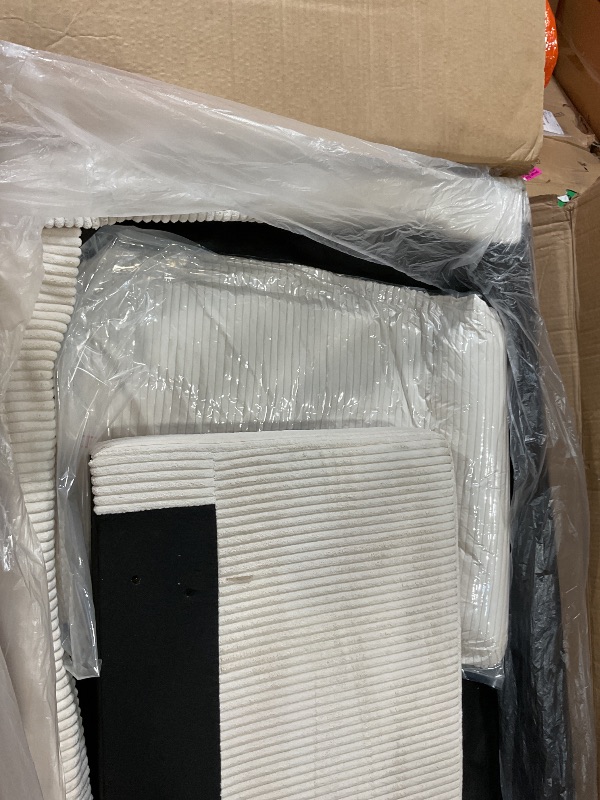 Photo 1 of **SELLING FOR PARTS AS PARTIAL SET. **Ball & Cast 87" Modern 3 Seat Corduroy Sofa with Reversible Chaise,L-Shaped Armless Convertible Sleeper Couch W/Pillows,Cozy Upholstered Indoor Sectional Furniture for Living Room,Apartment,Beige