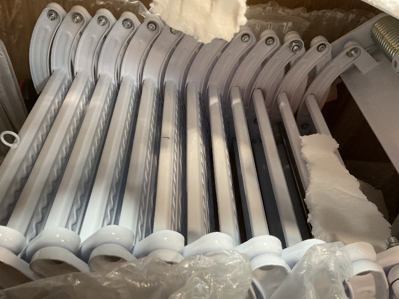 Photo 1 of 12 Steps Wall-Mounted Folding Stairs for Attic, Attic Ladder Pull Down System with Retractable Handrail& Pull Rod, Anti-Slip Steps, Attic Stairs for Home (White, 9.6-10ft)