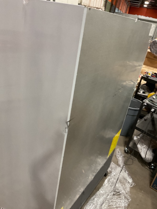 Photo 1 of **DIRT ON OUTSIDE AND FRONT.DENT AND SCUFF ON SIDE. DENTS AND SCRAPES ON BACK. **Rockitch 54" W Commercial Refrigerator, 46 Cu.ft Stainless Steel Reach-in Upright Refrigerator with 2 Solid Door and 3 Adjustable Shelves for Restaurant, Commercial Kitchen,