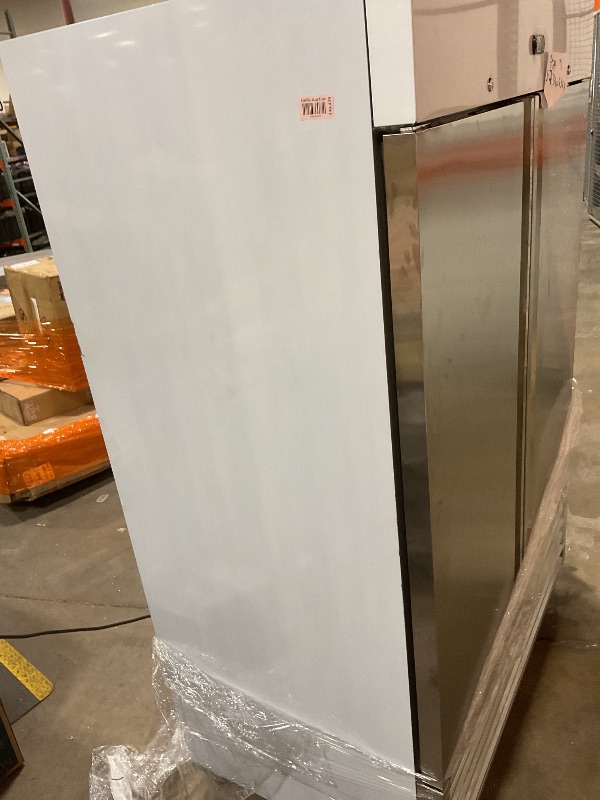 Photo 1 of **DIRT ON OUTSIDE AND FRONT.DENT AND SCUFF ON SIDE. DENTS AND SCRAPES ON BACK. **Rockitch 54" W Commercial Refrigerator, 46 Cu.ft Stainless Steel Reach-in Upright Refrigerator with 2 Solid Door and 3 Adjustable Shelves for Restaurant, Commercial Kitchen,