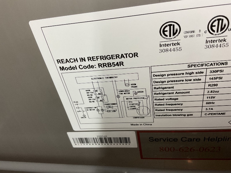 Photo 1 of **DIRT ON OUTSIDE AND FRONT.DENT AND SCUFF ON SIDE. DENTS AND SCRAPES ON BACK. **Rockitch 54" W Commercial Refrigerator, 46 Cu.ft Stainless Steel Reach-in Upright Refrigerator with 2 Solid Door and 3 Adjustable Shelves for Restaurant, Commercial Kitchen,