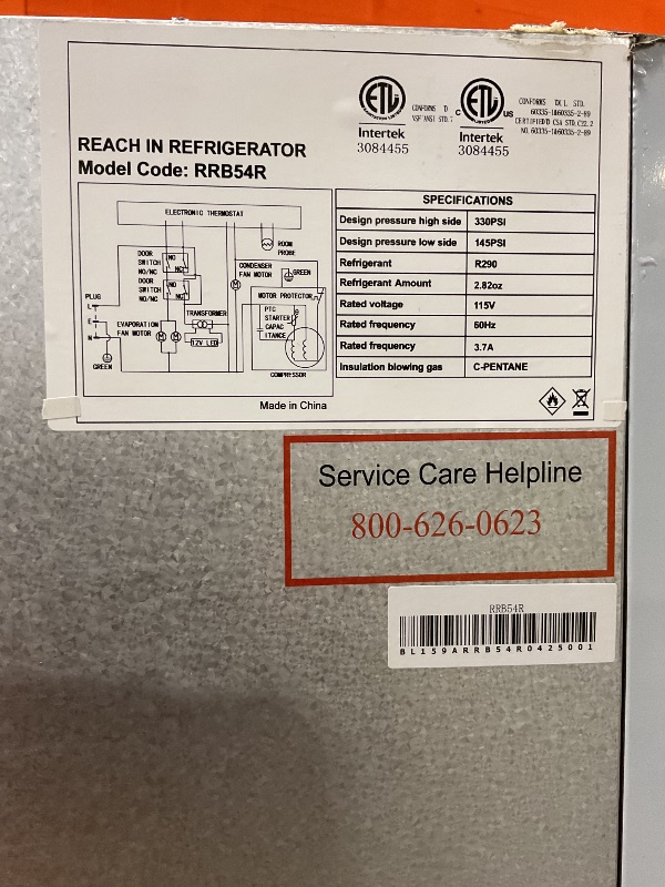 Photo 1 of **DIRT ON OUTSIDE AND FRONT.DENT AND SCUFF ON SIDE. DENTS AND SCRAPES ON BACK. **Rockitch 54" W Commercial Refrigerator, 46 Cu.ft Stainless Steel Reach-in Upright Refrigerator with 2 Solid Door and 3 Adjustable Shelves for Restaurant, Commercial Kitchen,