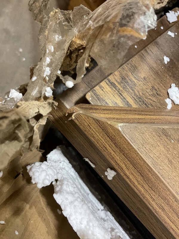 Photo 1 of **MINOR DAMAGE TO CORNERS**LITTLE TREE 55-Inch Farmhouse Console Table, 2-Tier Narrow Sofa Table with Storage, Behind Couch Table for Living Room, Entryway, Hallway (Rustic Brown + Black)