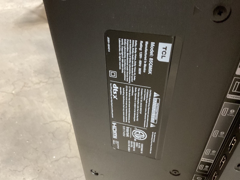 Photo 1 of ***FOR PARTS ONLY*** TCL 85-Inch Class QM6K Series QD-Mini LED 4K UHD Google Smart TV Best Value Mini-LED TV - QLED, 144hz, 288hz Gaming Rate, High Contrast Screen, Onkyo Audio, Dolby Atmos (85QM6K, 2025 Model)
