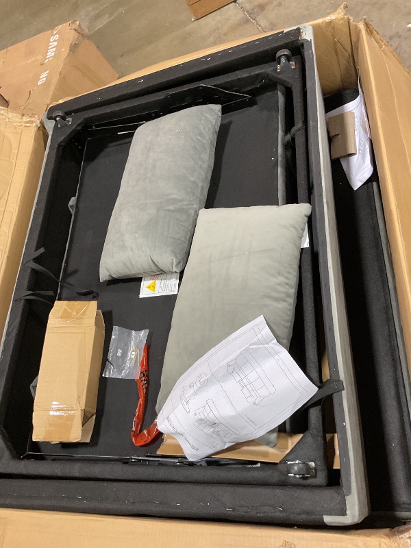 Photo 1 of **SELLING FOR PARTS. ONE BOX OF TWO. DIRT**Lyngins 3 in 1 Convertible Sleeper Sofa Bed, 58 Inch Pull Out Couch for Living Room Loveseat Sofa Couch Bed with USB Ports & Side Pockets, Adjustable Backrest for Apartment, Bedroom, Velvet, Gray