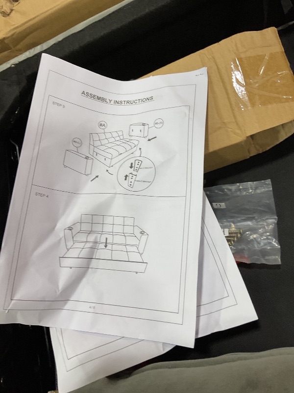 Photo 1 of **SELLING FOR PARTS. ONE BOX OF TWO. DIRT**Lyngins 3 in 1 Convertible Sleeper Sofa Bed, 58 Inch Pull Out Couch for Living Room Loveseat Sofa Couch Bed with USB Ports & Side Pockets, Adjustable Backrest for Apartment, Bedroom, Velvet, Gray