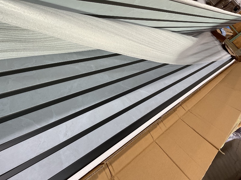 Photo 1 of **ONE CORNER DAMAGED**Art3d 4-Pack Glue-On Six-Grid Wainscoting Panel for Interior Wall Decor - 104 x 12 Inch Polystyrene Ultralight Slim Slat Wall Panels for Living Room Bedroom, Slate