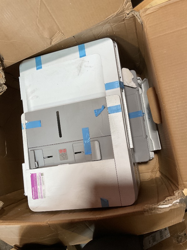Photo 1 of **PRINTER ONLY. MISSING POWER CORD AND ACCESSORIES. DIRT DAMAGE**HP OfficeJet Pro 9730e Wide Format Wireless All-in-One Color Inkjet Printer, Print, scan, Copy, ADF, Duplex Printing Best-for-Office, 3 Month Instant Ink Trial Included, AI-Enabled (537P6A)