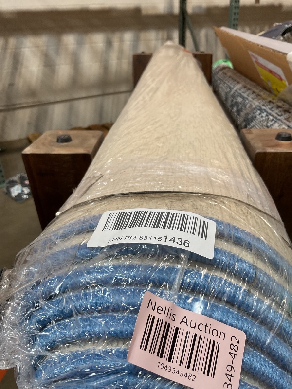 Photo 1 of **5 inch tear**Flagship Carpets Schoolgirl Style Pastel Rainbow Smileys Criss-Cross Applesauce Educational Area Rug for Kids Room, Children's Classroom for Teaching and Playroom, 7'6" x 12', Multi, Seats 28