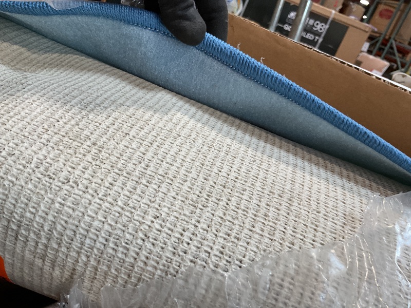 Photo 1 of **5 inch tear**Flagship Carpets Schoolgirl Style Pastel Rainbow Smileys Criss-Cross Applesauce Educational Area Rug for Kids Room, Children's Classroom for Teaching and Playroom, 7'6" x 12', Multi, Seats 28