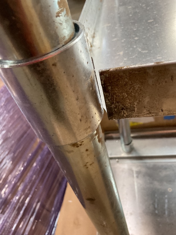 Photo 1 of **HEAVY DIRT AND SCRATCHES. BOTTOM SHELF COMING OFF**ROCKPOINT Stainless Steel Table for Prep & Work 24x48 Inches, NSF Metal Commercial Kitchen Heavy Duty Table with Adjustable Under Shelf and Table Foot for Restaurant, Home and Hotel