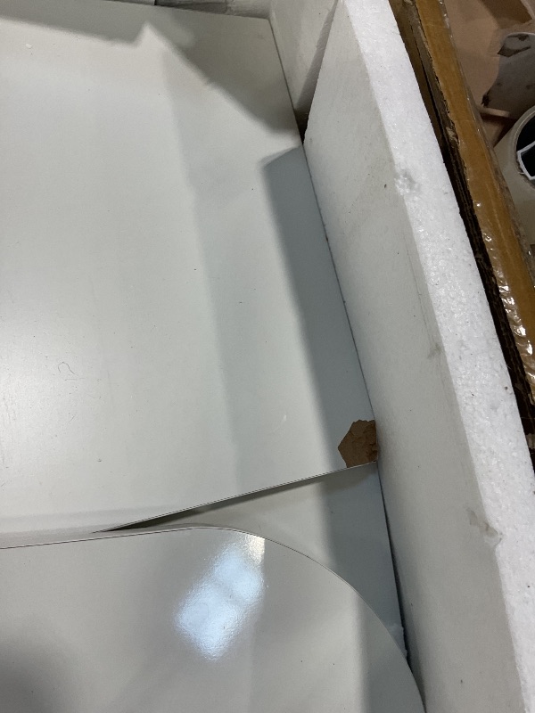 Photo 1 of **MAJOR DAMAGE. SELLING FOR PARTS AS PARTIAL SET **Arulvmrn 42" Makeup Vanity Desk with Mirror and Lights, & Power Outl, Glass Top Big Vanity Table with 9 Drawers& 8 Storage Shelves, Dressing Table Set with Chair for Bedroom, White