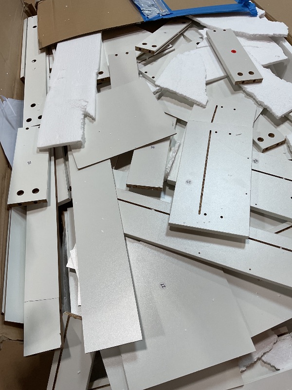 Photo 1 of **SELLING FOR PARTS AS PARTIAL SET. CRACKS. DENTS. SCRATCHES**YITAHOME Vanity Set, Makeup Vanity Desk with Adjustable LED Mirror, Power Outlets, 10 Drawers, Magnifying Glass, Tempered Glass Top, Hairdryer Holder, Stool for Bathroom, Makeup Room