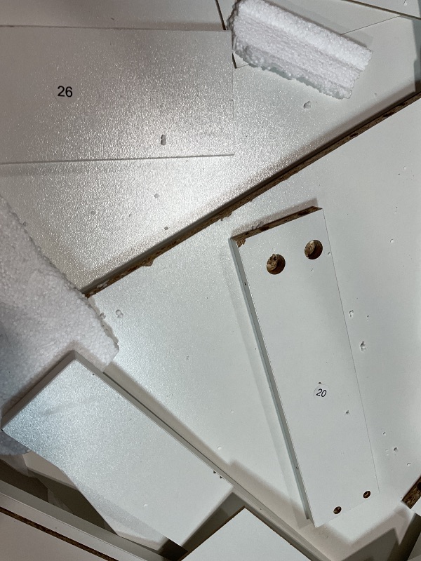 Photo 1 of **SELLING FOR PARTS AS PARTIAL SET. CRACKS. DENTS. SCRATCHES**YITAHOME Vanity Set, Makeup Vanity Desk with Adjustable LED Mirror, Power Outlets, 10 Drawers, Magnifying Glass, Tempered Glass Top, Hairdryer Holder, Stool for Bathroom, Makeup Room