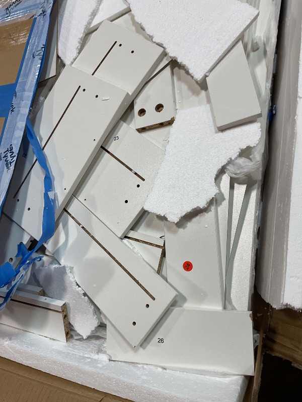 Photo 1 of **SELLING FOR PARTS AS PARTIAL SET. CRACKS. DENTS. SCRATCHES**YITAHOME Vanity Set, Makeup Vanity Desk with Adjustable LED Mirror, Power Outlets, 10 Drawers, Magnifying Glass, Tempered Glass Top, Hairdryer Holder, Stool for Bathroom, Makeup Room