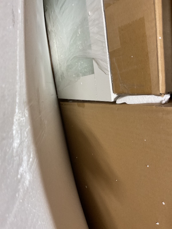 Photo 1 of **MINOR DAMAGE TO CORNER**LINSY HOME Glass Top Vanity White Makeup Vanity with Mirror and Lights, 47" Make Up Vanitys Desk with Storage, 9 Drawers, 2 Cabinets and Outlet, Big Vanity Table for Bedroom, Women, Girls