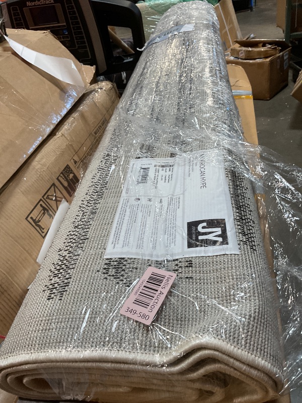 Photo 1 of **MINOR DIRT FROM TRANSPORT **JONATHAN Y Khalil Modern Berber Stripe Cream/Black Indoor Area Rug, 5x8, Contemporary, Bohemian, Easy-Cleaning for Living Room, Bedroom, Kitchen, Pet Friendly, Non-Shedding (MOH207A-5)