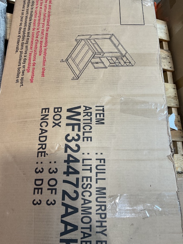 Photo 1 of **SELLING FOR PARTS AS PARTIAL SET. ONE BOX OF THREE**Full Size Murphy Bed Cabinet with Multiple Storage Shelves, Solid Wood Foldable Hidden Platform Bedframe for Home, Bedroom, Office, Small Room, Apartment