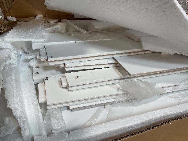 Photo 1 of **SELLING FOR PARTS AS PARTIAL SET. ONE BOX OF THREE**Full Size Murphy Bed Cabinet with Multiple Storage Shelves, Solid Wood Foldable Hidden Platform Bedframe for Home, Bedroom, Office, Small Room, Apartment