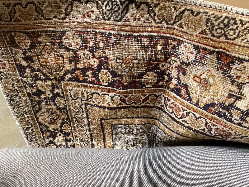 Photo 1 of **DIRTY FROM TRANSPORT **Loloi Layla Collection LAY-03 Olive/Charcoal 9'-0" x 12'-0" .13" Thick Area Rug, Soft, Durable, Vintage Inspired, Distressed, Low Pile, Non-Shedding, Easy Clean, Printed, Living Room Rug