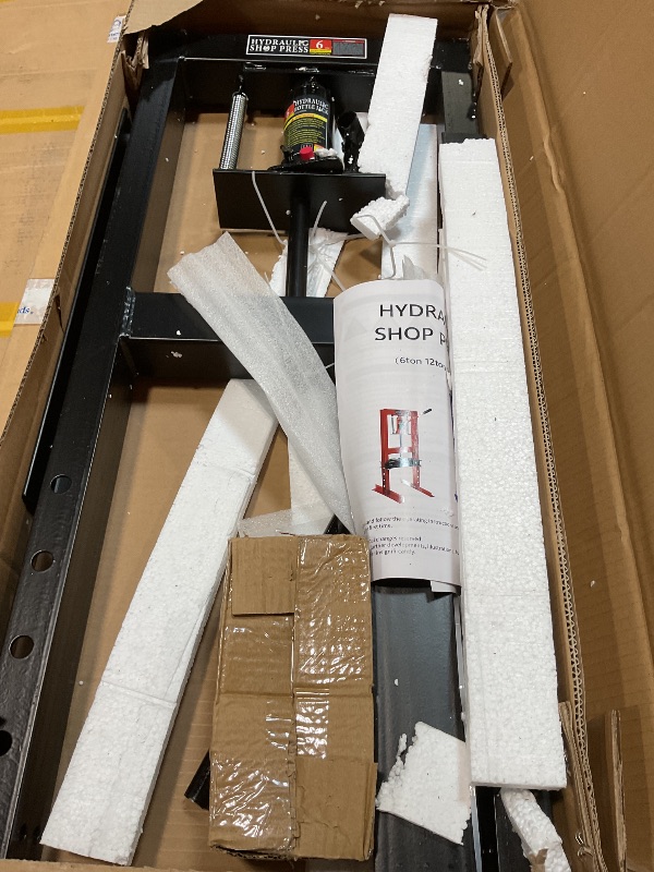 Photo 1 of **SELLING FOR PARTS AS PARTIAL SET. MISSING BOTTOM HALF** **6 Ton Hydraulic Shop Press, H-Frame Garage Floor Adjustable Shop Press with Stamping Plates to Bend, Straighten, Or Press Parts, Install Bearings & U-Joints