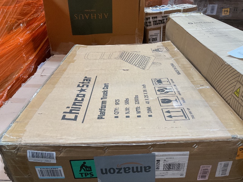 Photo 1 of **CORNER DENTED**Platform Truck Cart, Foldable Push Cart Dolly Large Flatbed w/Rubber Mat and 6'' Wheels, 2200LBS Capacity Steel Heavy Duty Moving Platform Trucks Hand Cart for Groceries, Garage (41.3"x24.8")