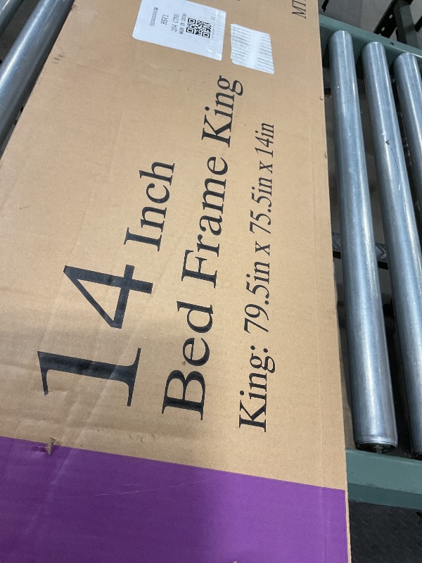 Photo 1 of 14 inch King Size Bed Frame with Round Corner Legs and Headboard Hole Mattress Slide Stopper 3500 lbs Heavy Duty Metal Platform,Steel Slat Support,No Box Spring Needed,Easy Assembly,Noise Free