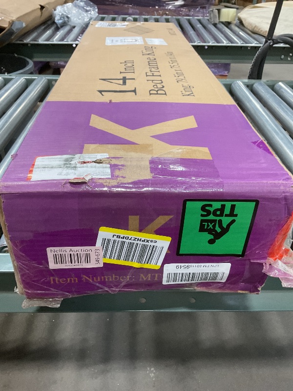 Photo 1 of 14 inch King Size Bed Frame with Round Corner Legs and Headboard Hole Mattress Slide Stopper 3500 lbs Heavy Duty Metal Platform,Steel Slat Support,No Box Spring Needed,Easy Assembly,Noise Free