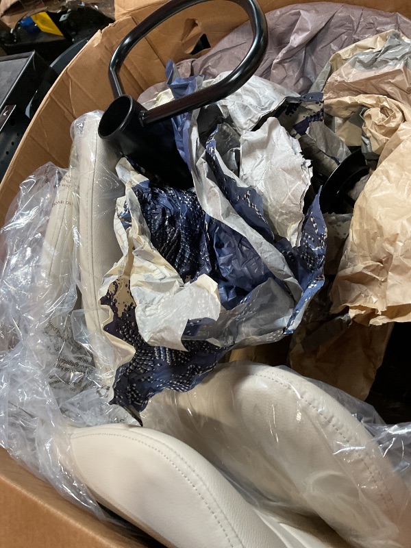 Photo 1 of 2 BOXES**Shintenchi Bar Stools Set of 4 Modern Swivel Bar Chairs, Counter Height Faux Leather Metal Barstools, Upholstered Island Chairs with Back and Footrest, Beige