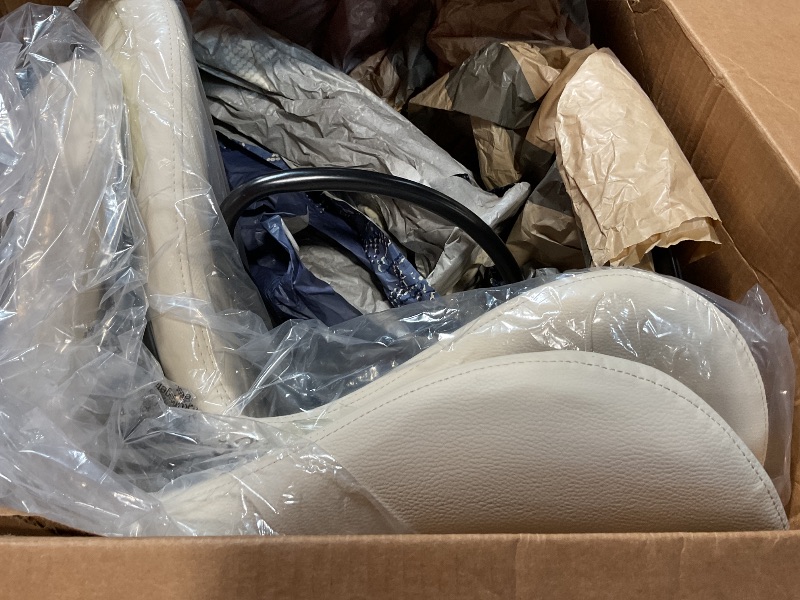 Photo 1 of 2 BOXES**Shintenchi Bar Stools Set of 4 Modern Swivel Bar Chairs, Counter Height Faux Leather Metal Barstools, Upholstered Island Chairs with Back and Footrest, Beige