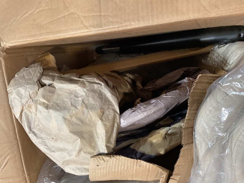 Photo 1 of 2 BOXES**Shintenchi Bar Stools Set of 4 Modern Swivel Bar Chairs, Counter Height Faux Leather Metal Barstools, Upholstered Island Chairs with Back and Footrest, Beige