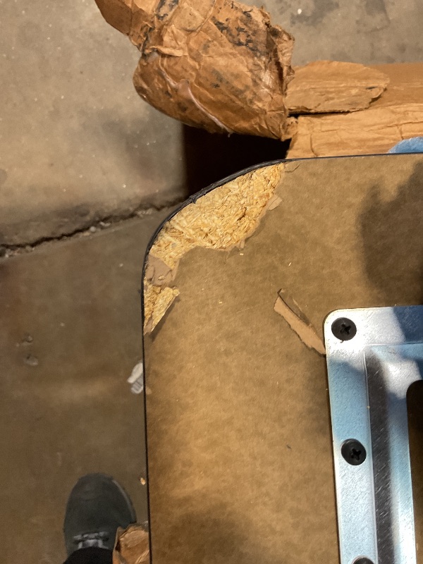 Photo 1 of **SELLING FOR PART AS PARTIAL SET. TABLETOP ONLY. NO LEGSDAMAGE TO TWO CORNERS**Correll 48" Square Classroom Activity Table, Height Adjustable (19"-29") Savannah Sand Top, Black Edge, Durable High Pressure Laminate, Silver/Chrome Legs, School Furniture, M