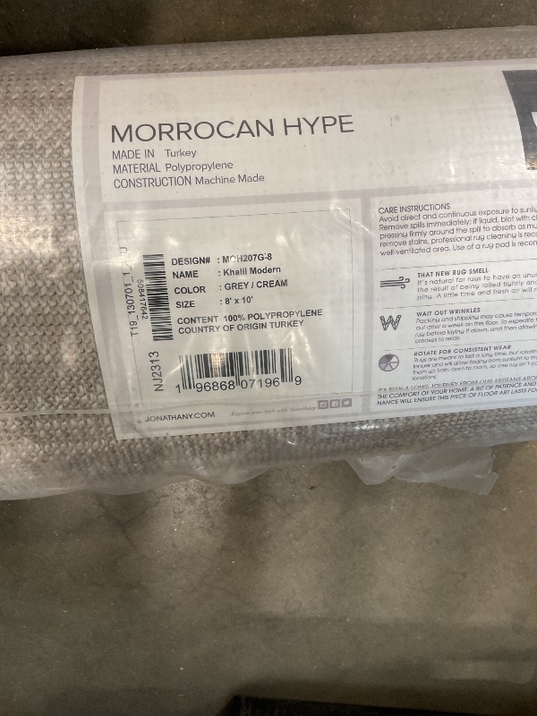 Photo 1 of **SCRATCHES AND DIRT FROM TRANSPORT **JONATHAN Y Khalil Modern Berber Stripe Gray/Cream Indoor Area Rug, 8x10, Contemporary, Bohemian, Easy-Cleaning for Living Room, Bedroom, Kitchen, Pet Friendly, Non-Shedding (MOH207G-8)