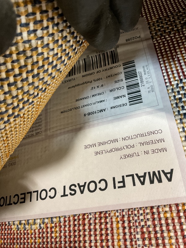 Photo 1 of **DIRT FROM TRANSPORT **JONATHAN Y Tropics Palm Leaves Indoor Outdoor Area Rug 9X12 Cream/Orange, Boho for Backyard, Patio, Porch, Easy-Cleaning, High Traffic, Pet-Friendly, Non-Shedding (AMC100B-9)