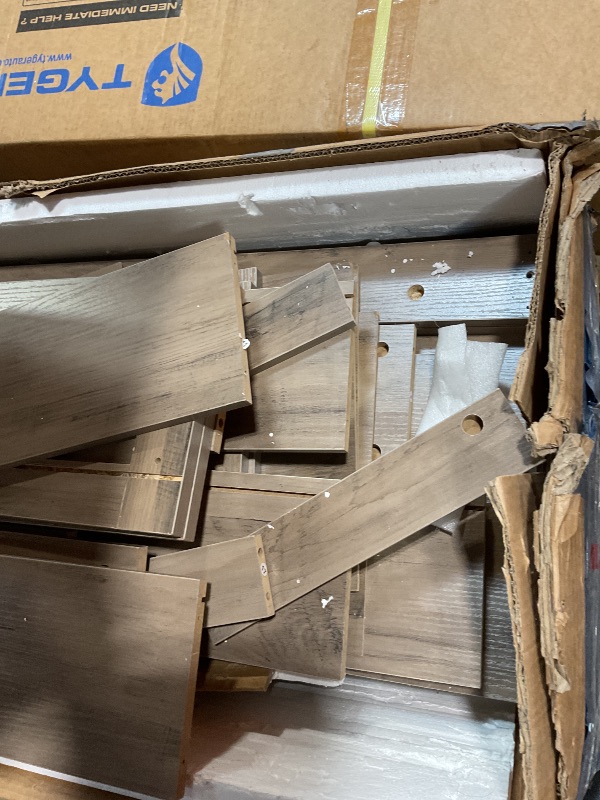 Photo 1 of **SELLING FOR PARTS AS PARTIAL SET. MAJOR DAMAGE TO ONE PIECE.** LOOKS LIKE A BOX OF DRAWER OR CABINET PARTS