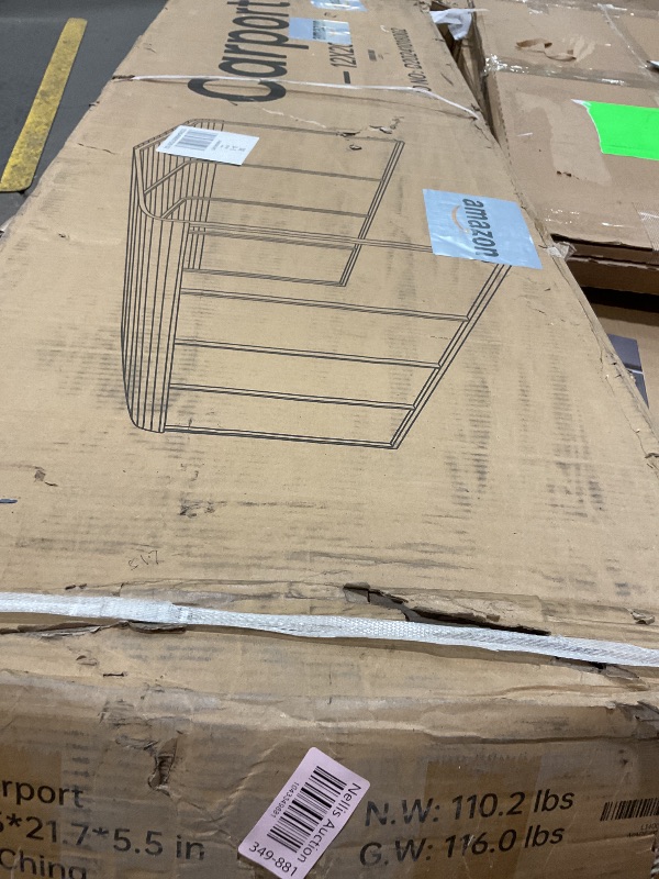 Photo 1 of **SELLING FOR PARTS AS PARTIAL SET. ONE BOX OF THREE**12'x20' Heavy Duty Metal Carport, Outdoor Garage Car Shelter Shade with Heavier Frame, Galvanized Roof for Car and Boats, Grey